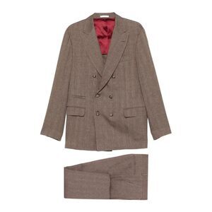 Brunello Cucinelli Men Linen And Virgin Wool Chevron Leisure Suit